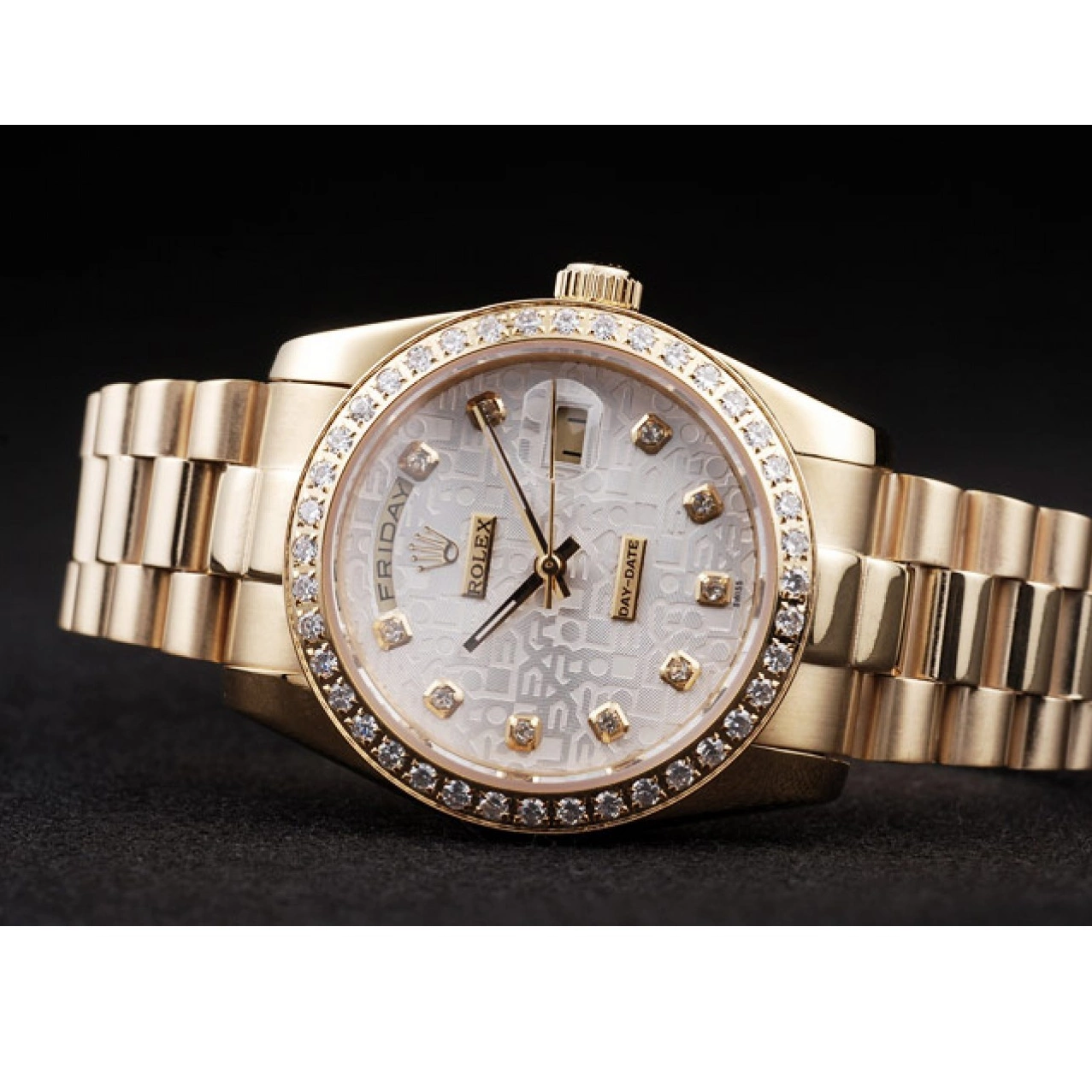 Aaa fake watches Dial Plated Gold White Yellow Day-Date Rolex Stainless Steel 18k 0709
